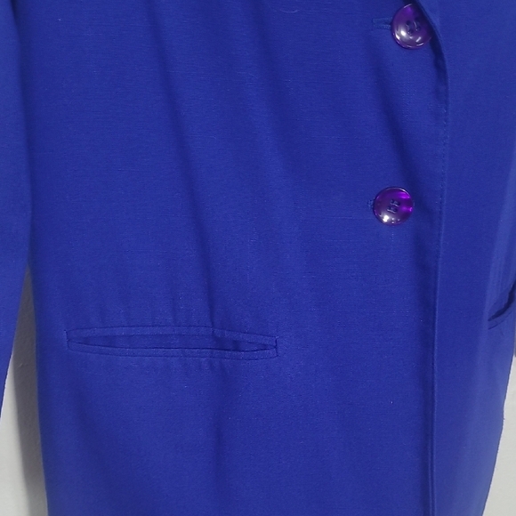 Sag Harbor Royal Blue Blazer Oversized Hip Length Button Pocket Classic Jacket - Picture 3 of 6